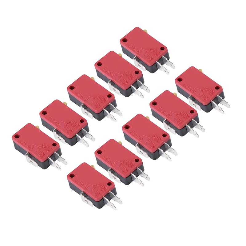 Moofey 10 PCS Red 3pins Microswitch Buttons, Start Push Button Micro Switch Replacement for Gaming Player - Image 1